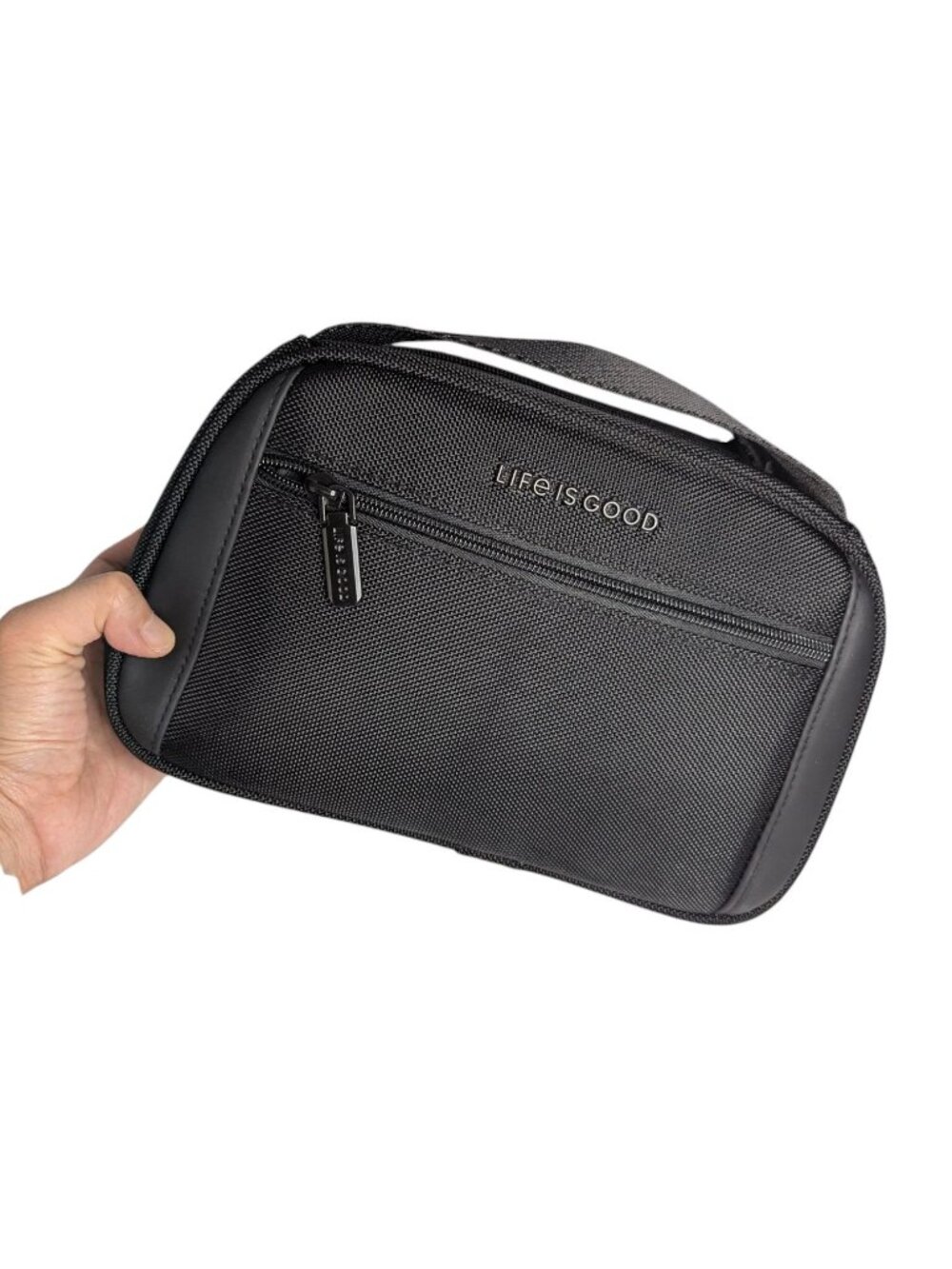 Large Life is Good Black Nylon Travel Valet Hanging Organizer Toiletry Dopp Kit